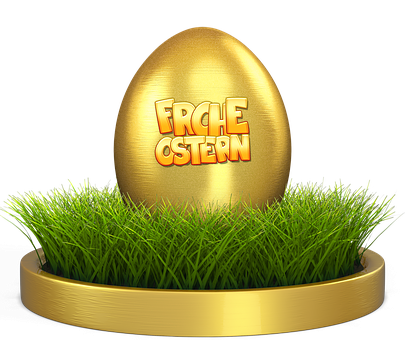 Golden Easter Eggon Grass Pedestal PNG Image