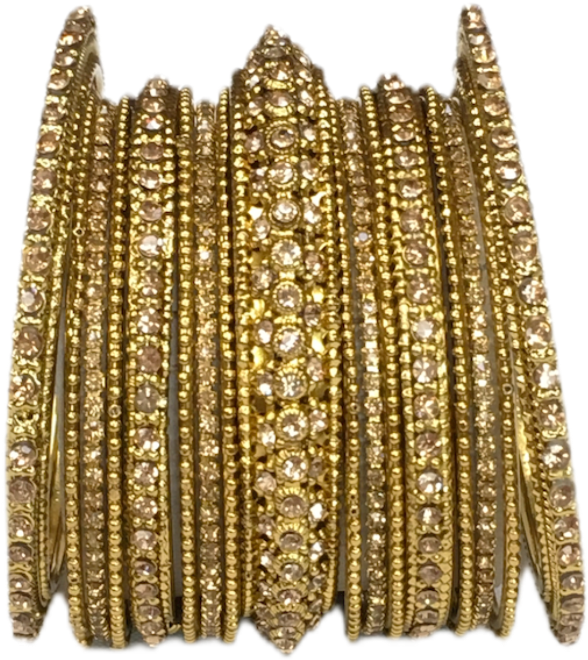 Golden Embellished Bangles Set PNG Image