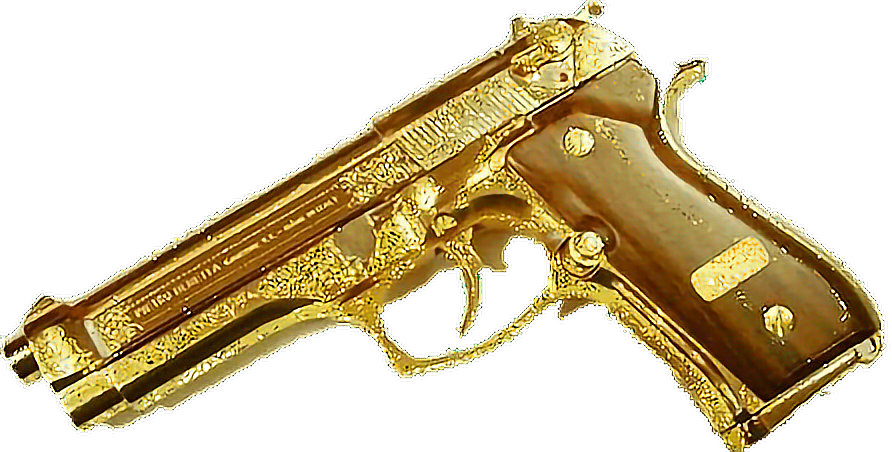 Golden Engraved Pistol PNG Image