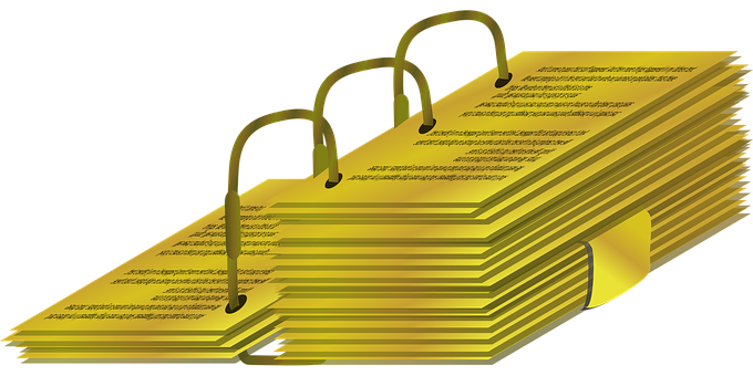 Golden File Folders Stacked PNG Image