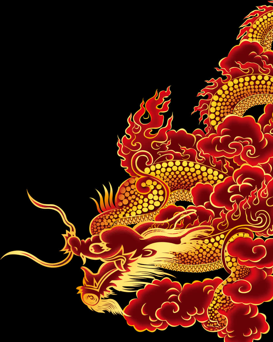 Golden_ Fire_ Dragon_ Artwork PNG Image