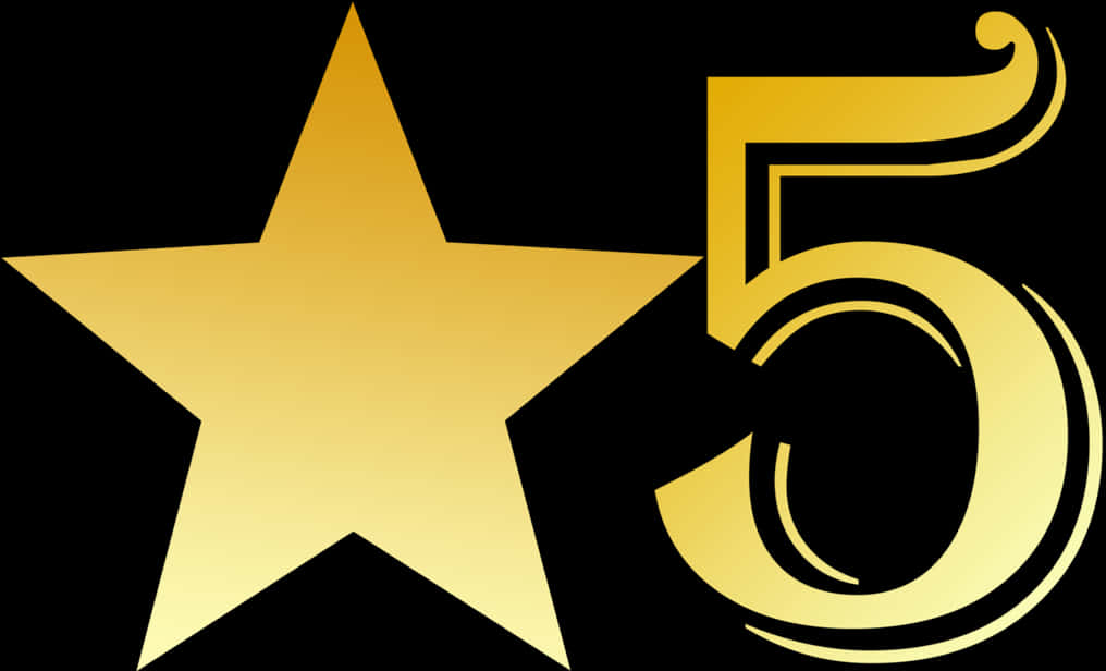 Golden Five Star Rating PNG Image