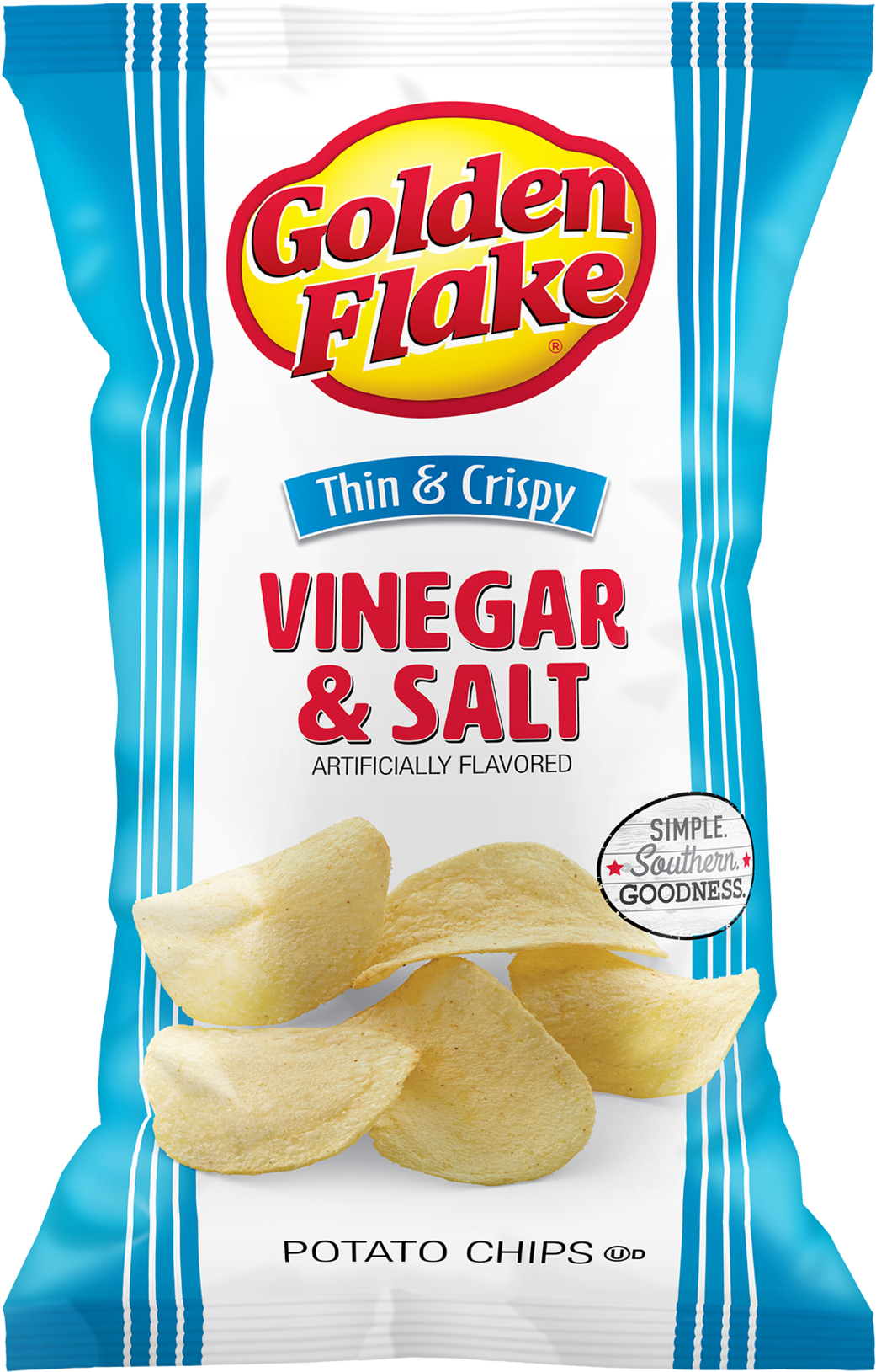 Golden Flake Vinegar Salt Chips Packaging PNG Image