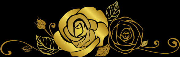 Golden Floral Design Banner PNG Image