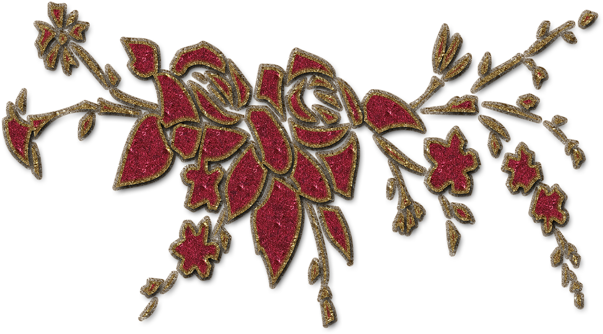 Golden Floral Embellishment PNG Image