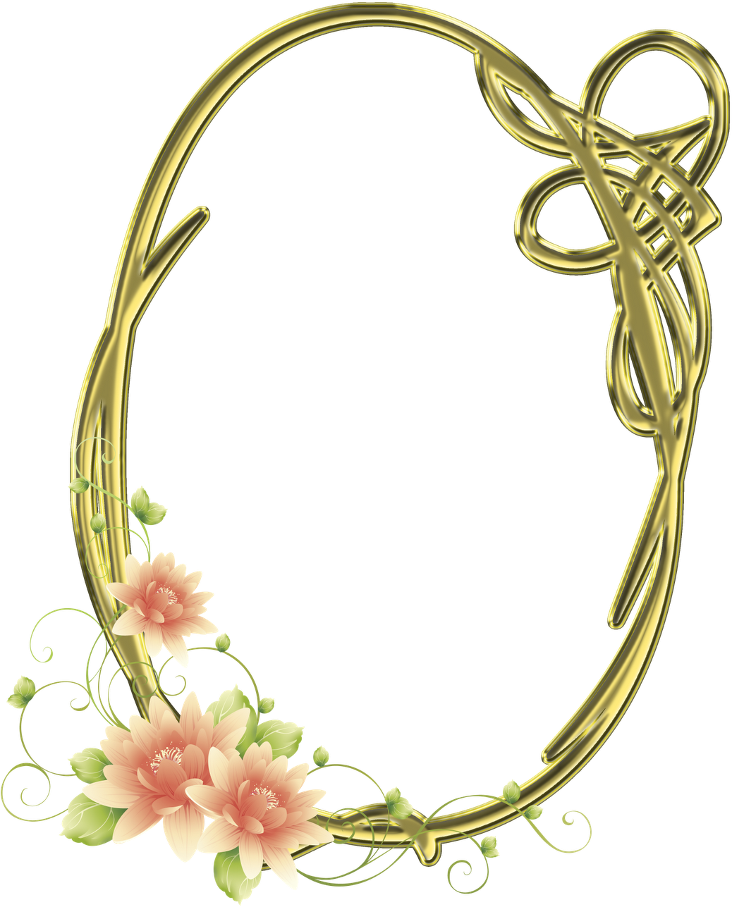 Golden Floral Frame Design PNG Image