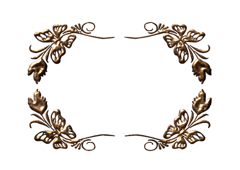 Golden Floral Frame Design PNG Image