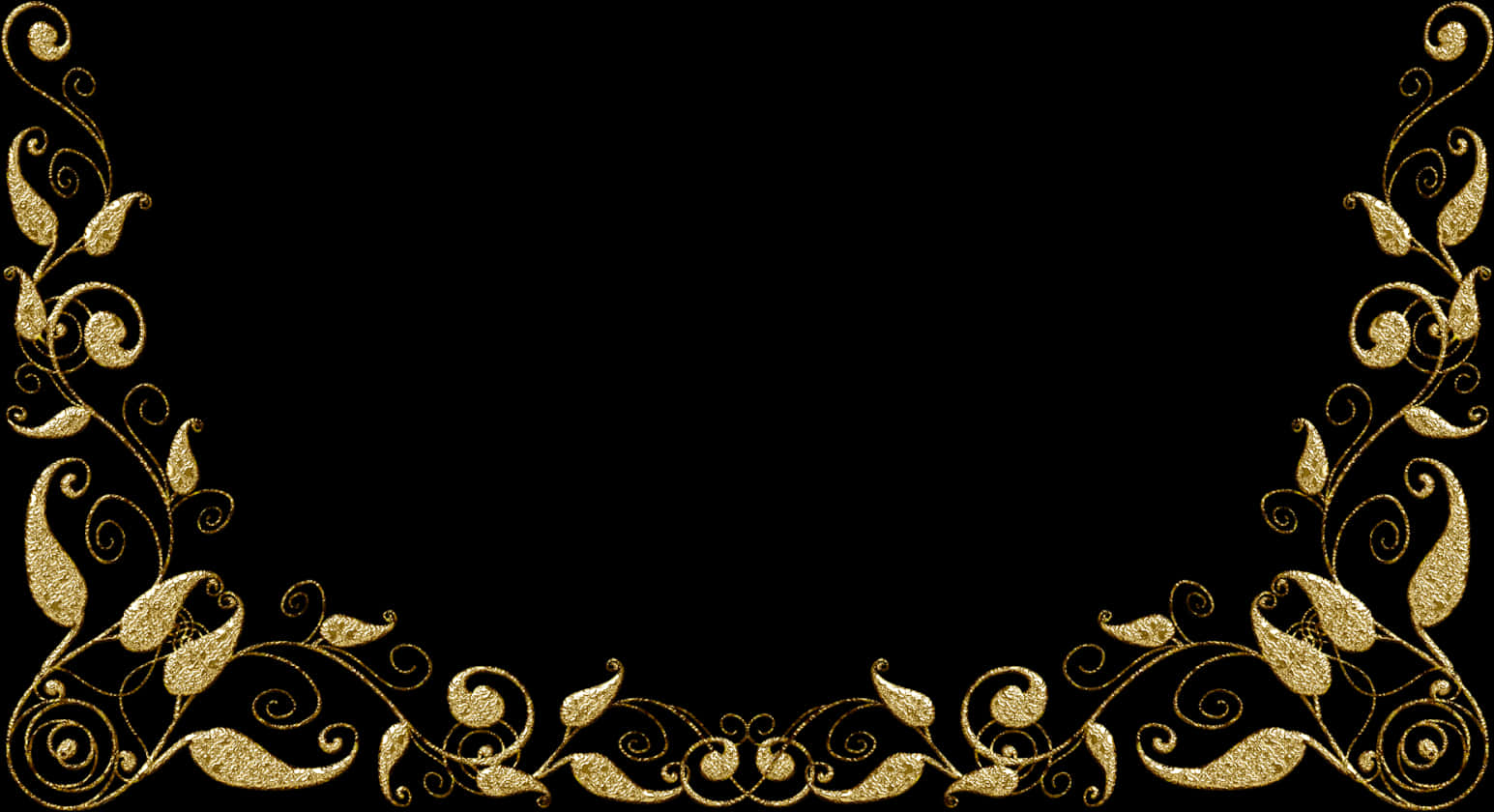 Golden Floral Frame Design PNG Image