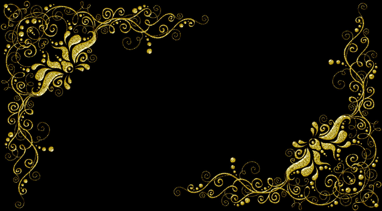 Golden Floral Frame Design PNG Image