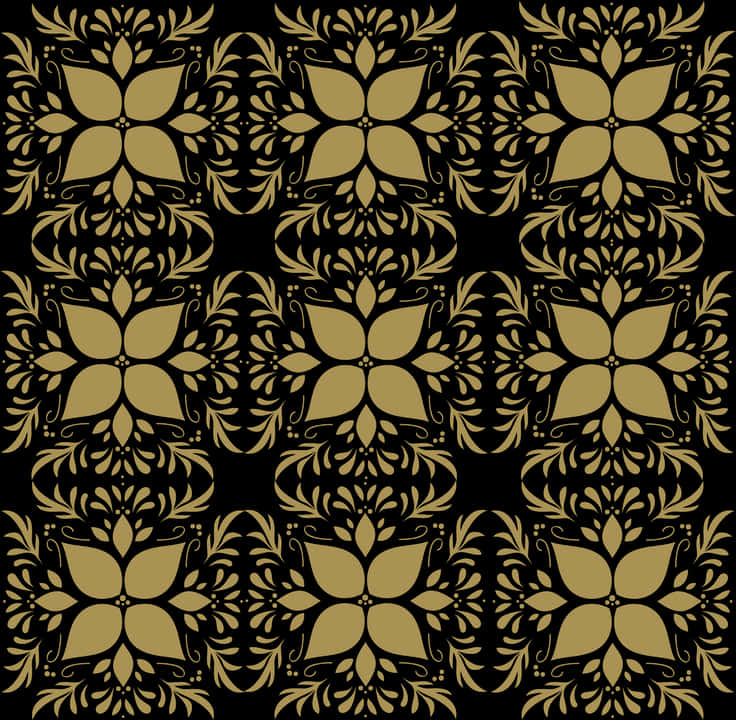 Golden Floral Pattern Design PNG Image