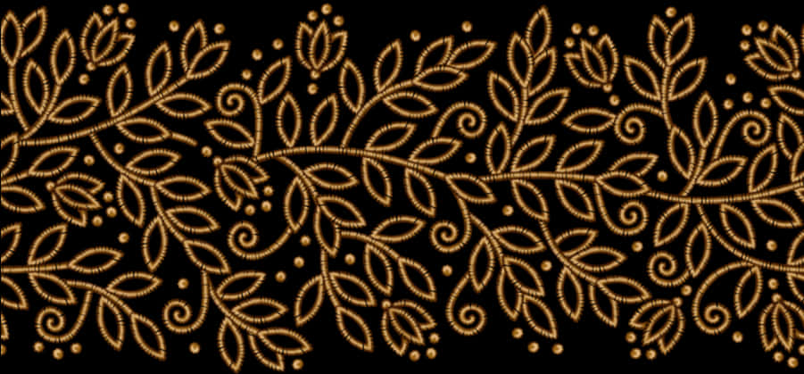 Golden Floral Patternon Black PNG Image