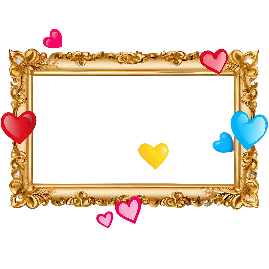 Golden Frame With Hearts Png 05252024 PNG Image