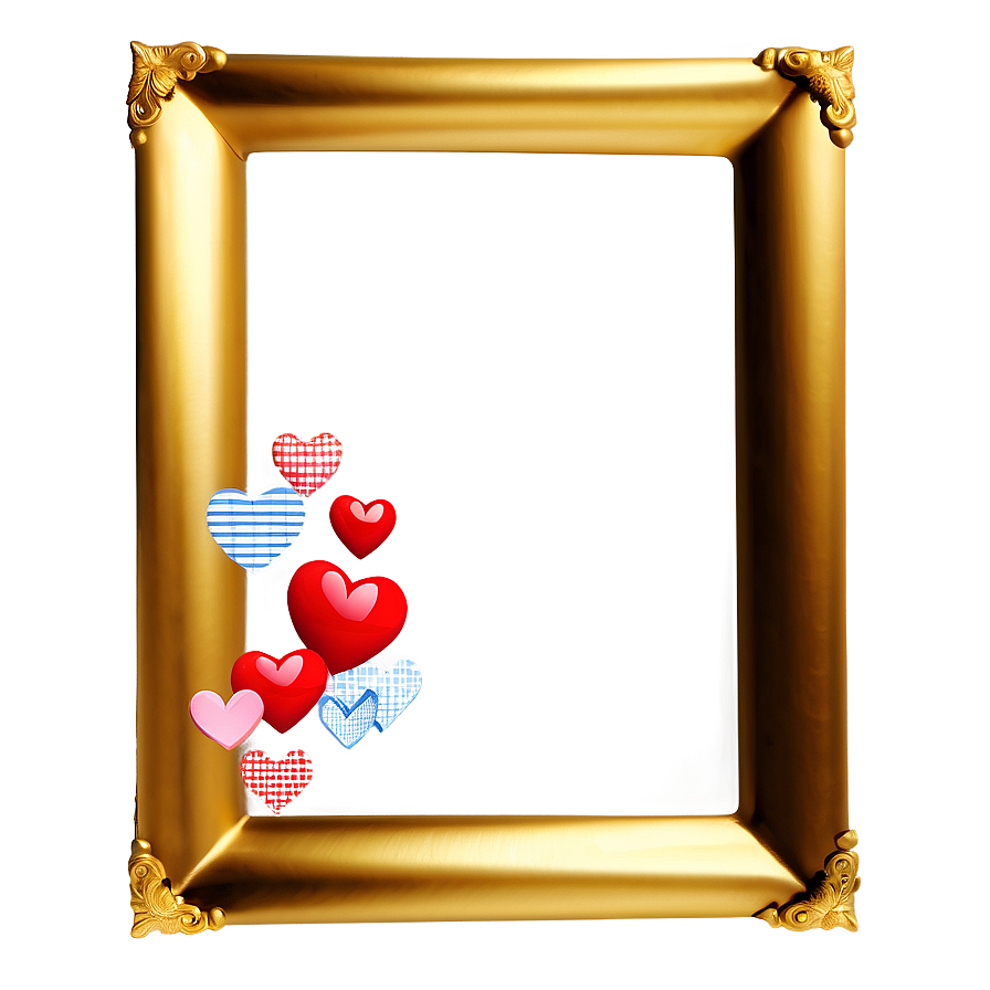 Golden Frame With Hearts Png Anc PNG Image