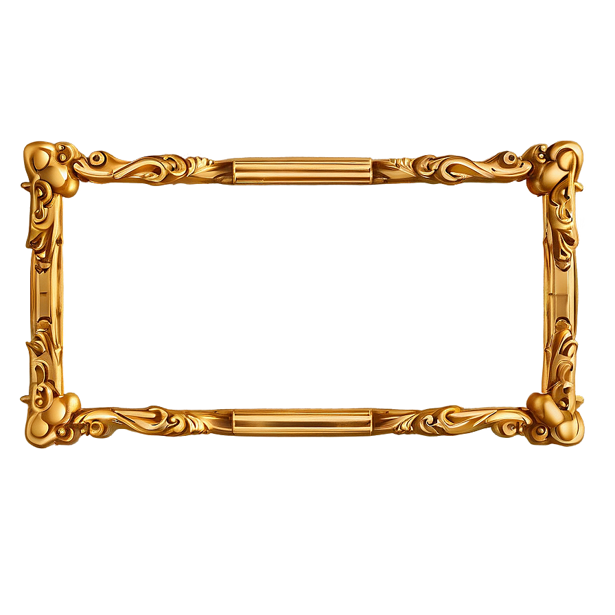 Golden Frame With Scroll Png Qdf63 PNG Image