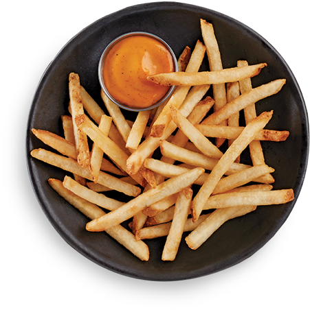 Golden French Frieswith Dipping Sauce PNG Image