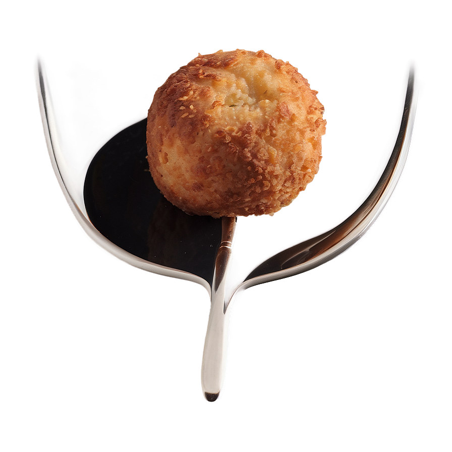 Golden Fried Meatballon Fork PNG Image