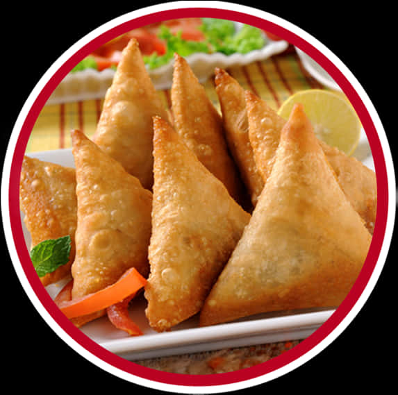 Golden Fried Samosas Dish PNG Image