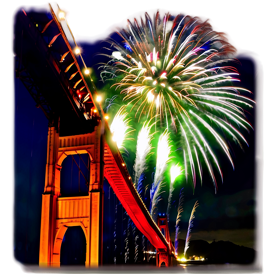 Golden Gate Bridge Fireworks Display Png Lus PNG Image