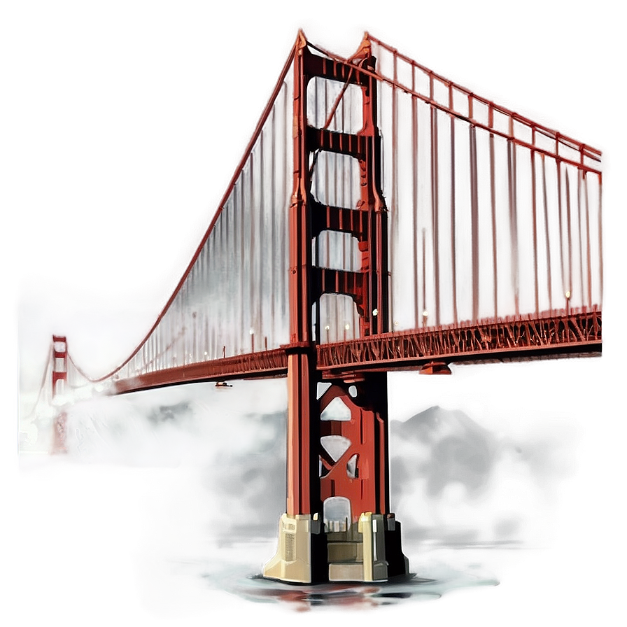 Golden Gate Bridge In Fog Silhouette Png 06122024 PNG Image