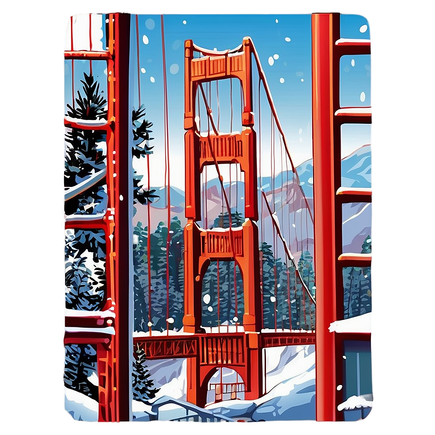 Golden Gate Bridge In Winter Snow Png 06122024 PNG Image