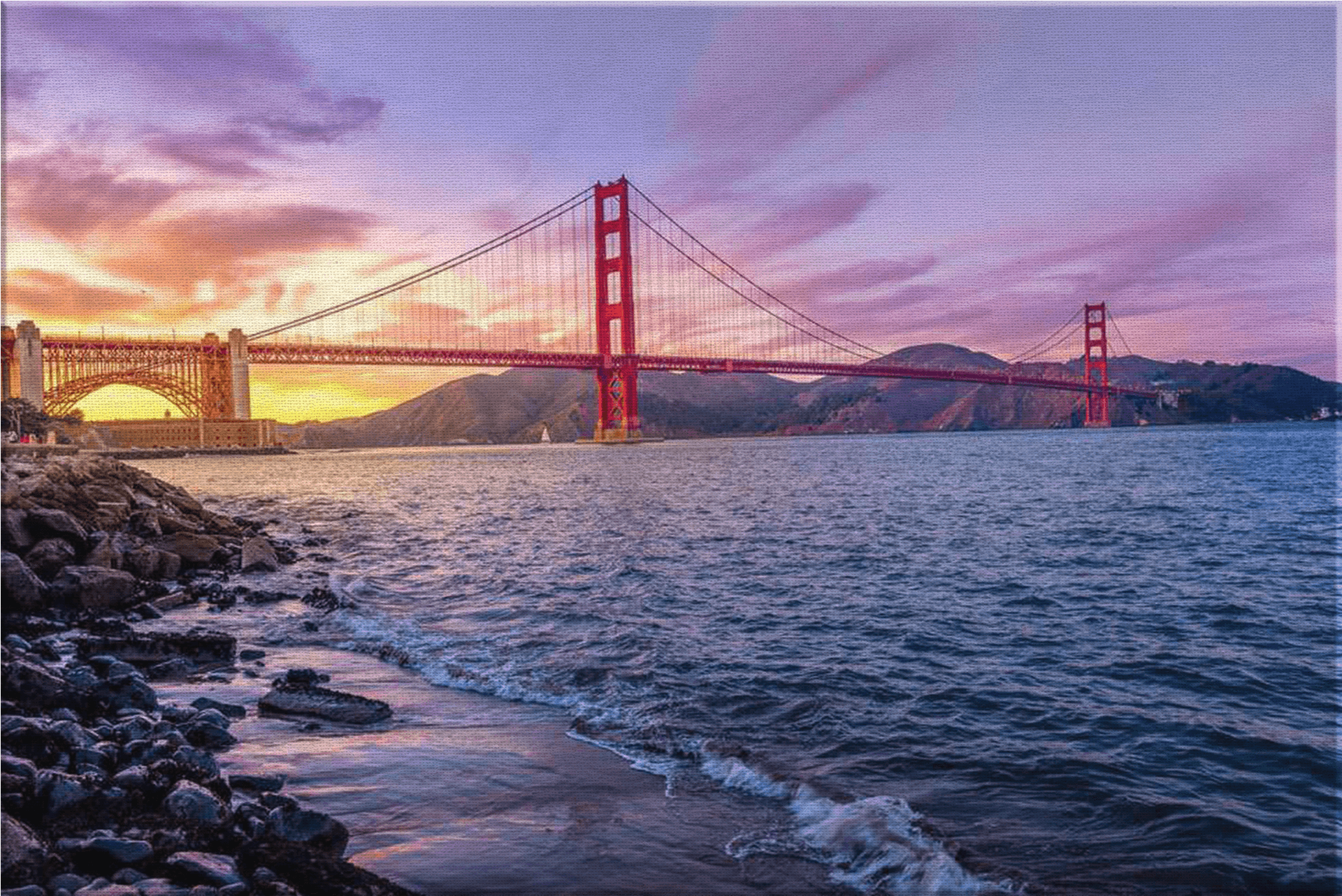 Golden Gate Bridge Sunset View PNG Image