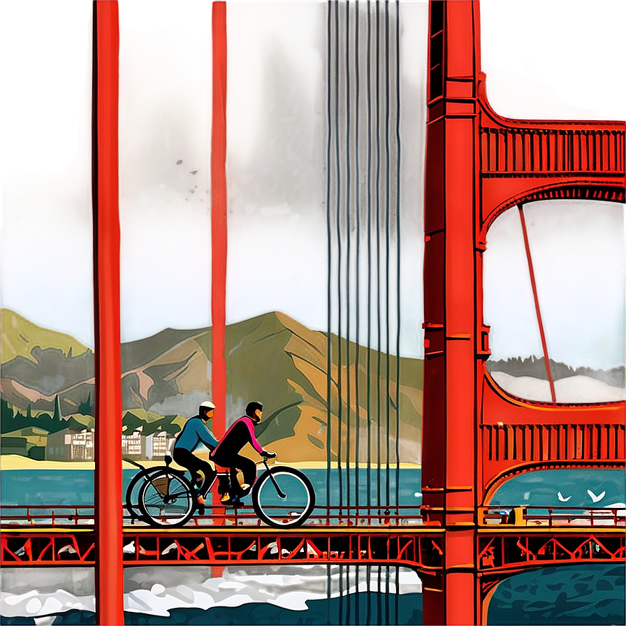 Golden Gate Bridge With Bicyclists Png 06122024 PNG Image