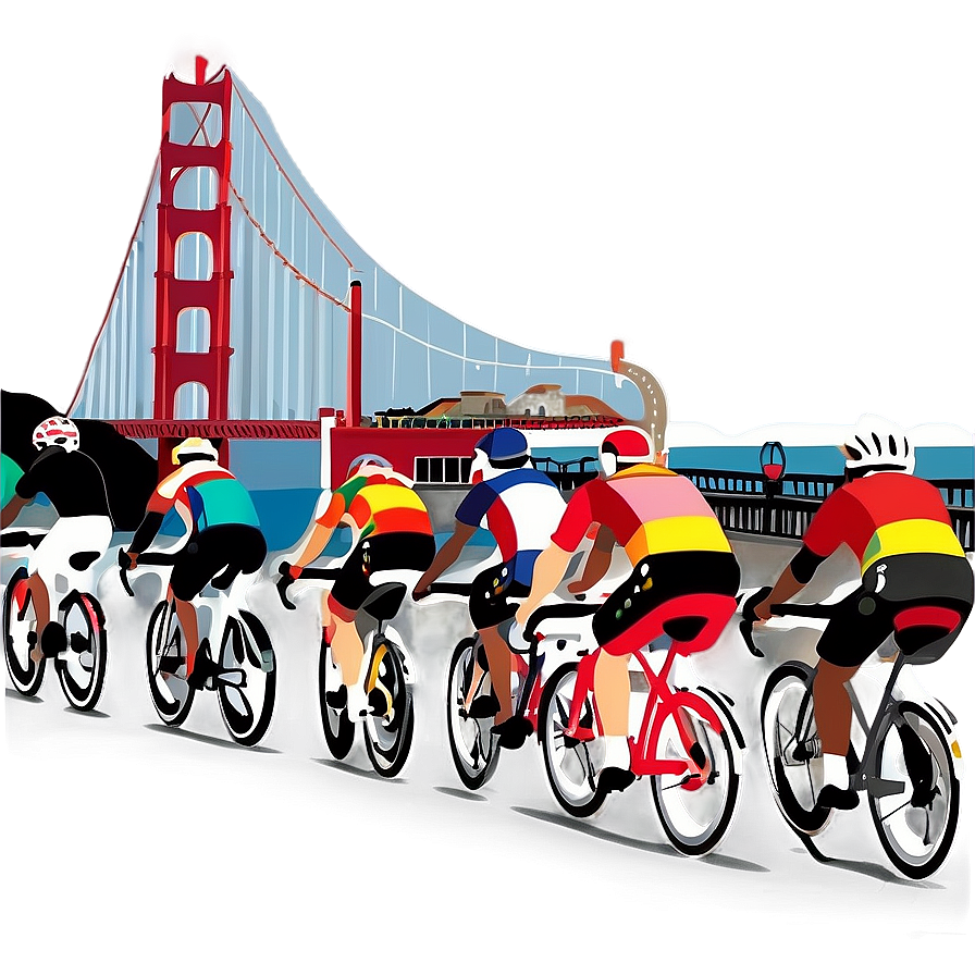 Golden Gate Bridge With Bicyclists Png Rmg16 PNG Image