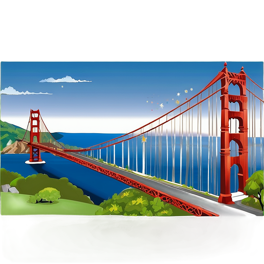 Golden Gate Bridge With Cycling Path Png Cwi PNG Image