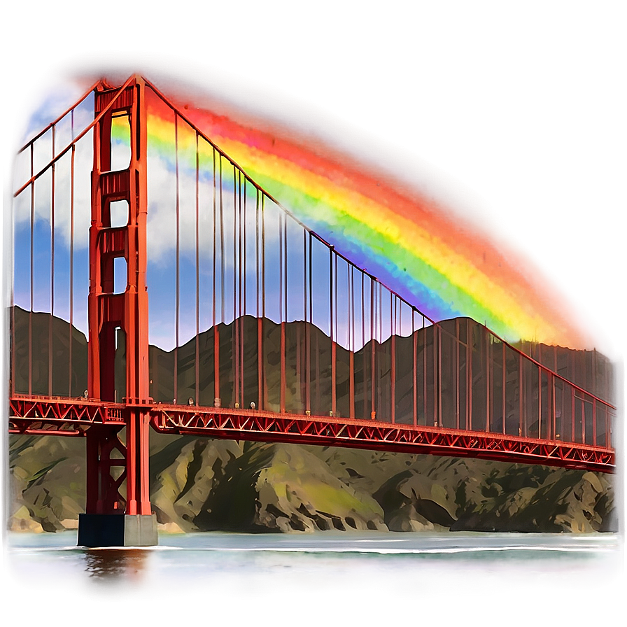 Golden Gate Bridge With Rainbow Png Anl38 PNG Image