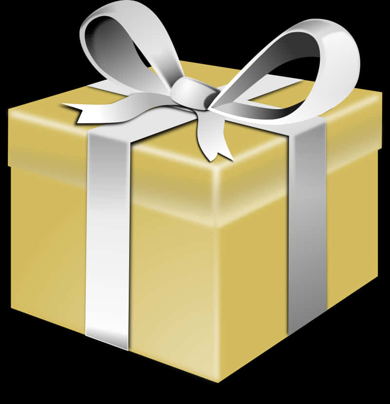 Golden Gift Boxwith Silver Ribbon PNG Image