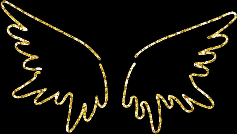 Golden Glitter Angel Wings PNG Image