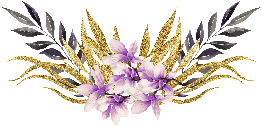 Golden Glitter Magnolia Floral Design PNG Image