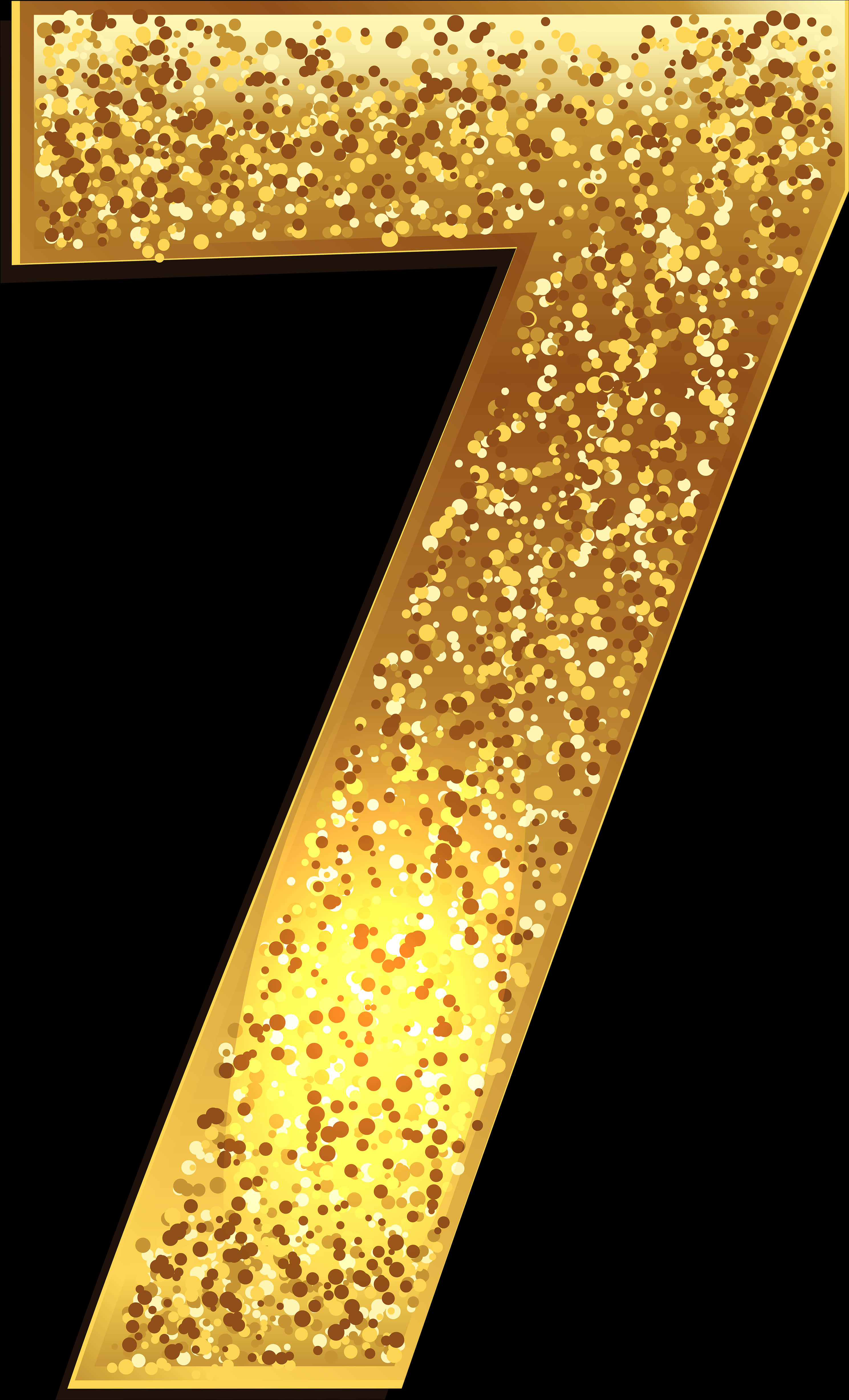 Golden Glitter Number Seven PNG Image