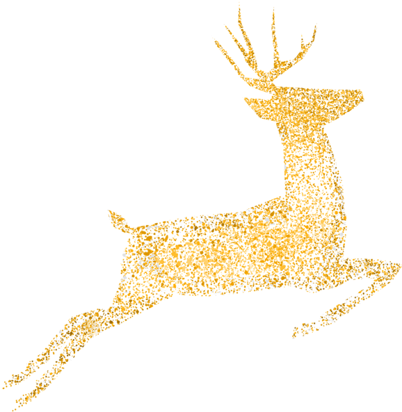 Golden Glitter Reindeer Silhouette PNG Image