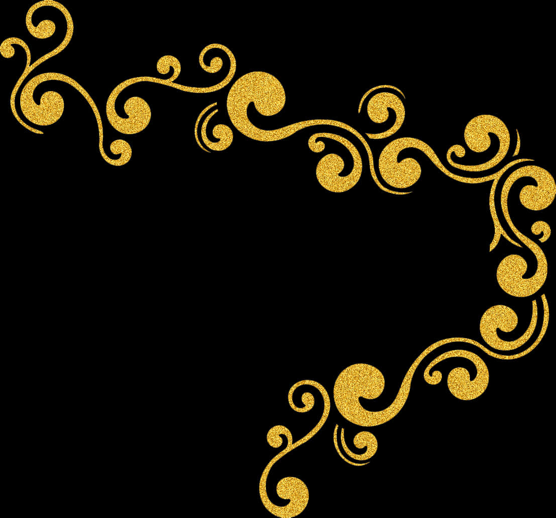 Golden Glitter Swirl Decoration PNG Image