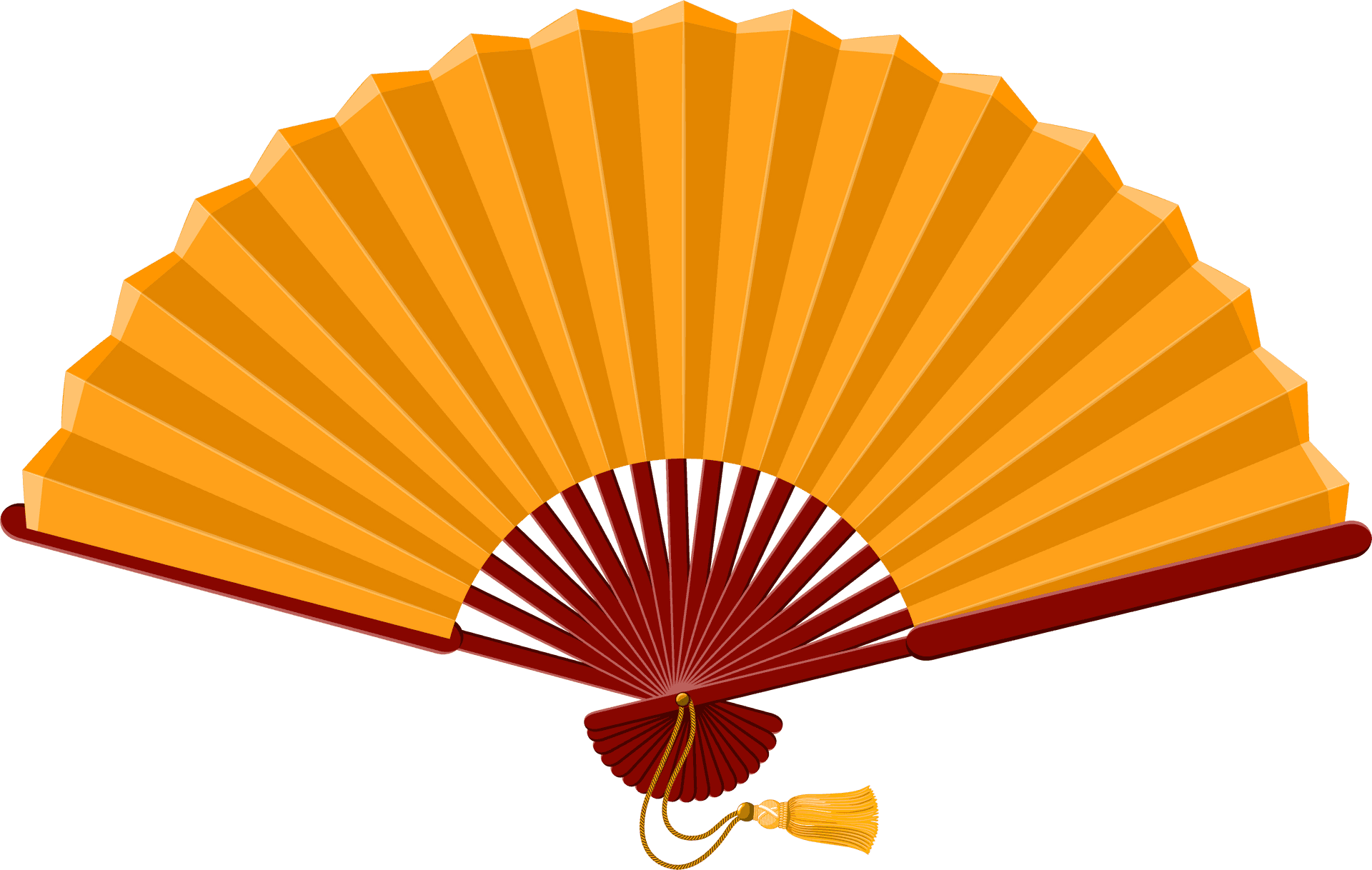 Golden Handheld Fan Illustration PNG Image