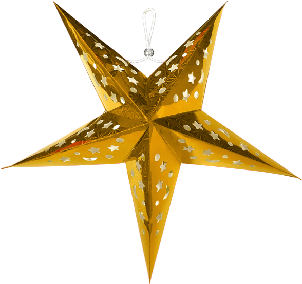 Golden Hanging Star Decoration PNG Image