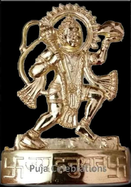 Golden Hanuman Statue PNG Image