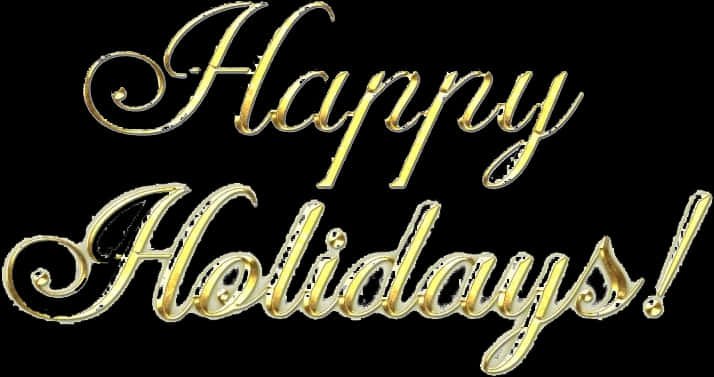 Golden_ Happy_ Holidays_ Text PNG Image