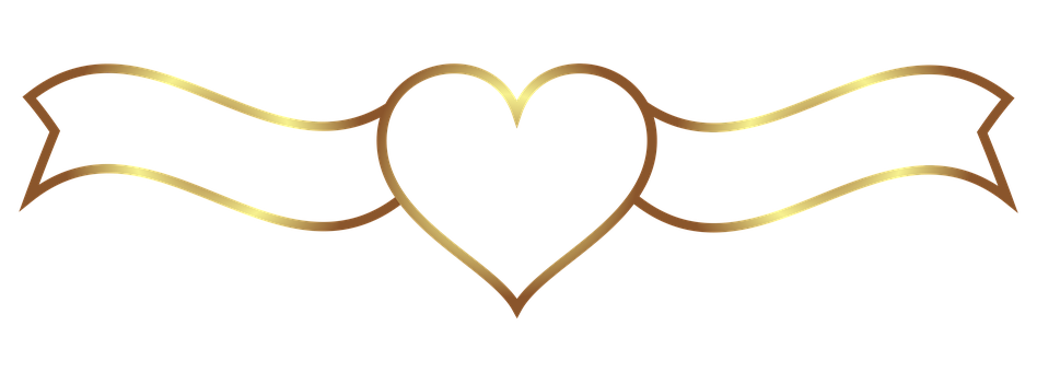 Golden Heart Banner Design PNG Image