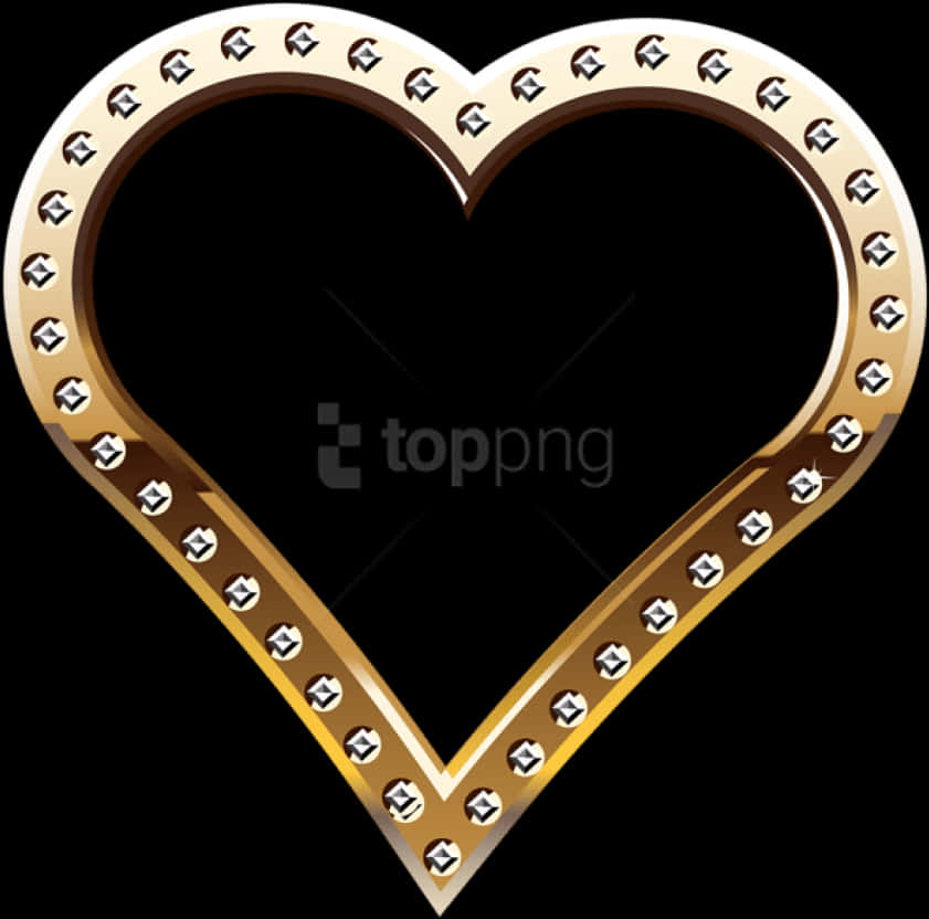 Golden Heart Border Design PNG Image