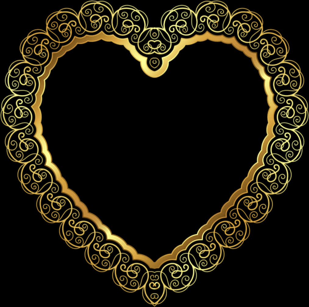 Golden Heart Border Design PNG Image