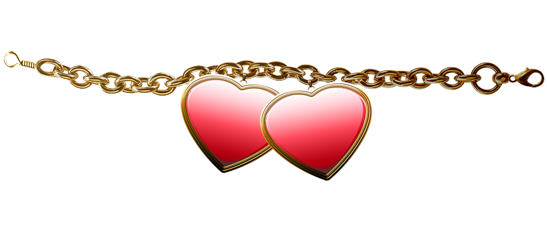 Golden Heart Chain Bracelet PNG Image