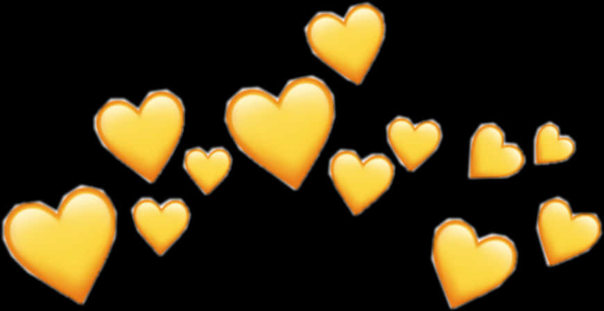 Golden_ Heart_ Emojis_ Black_ Background.jpg PNG Image