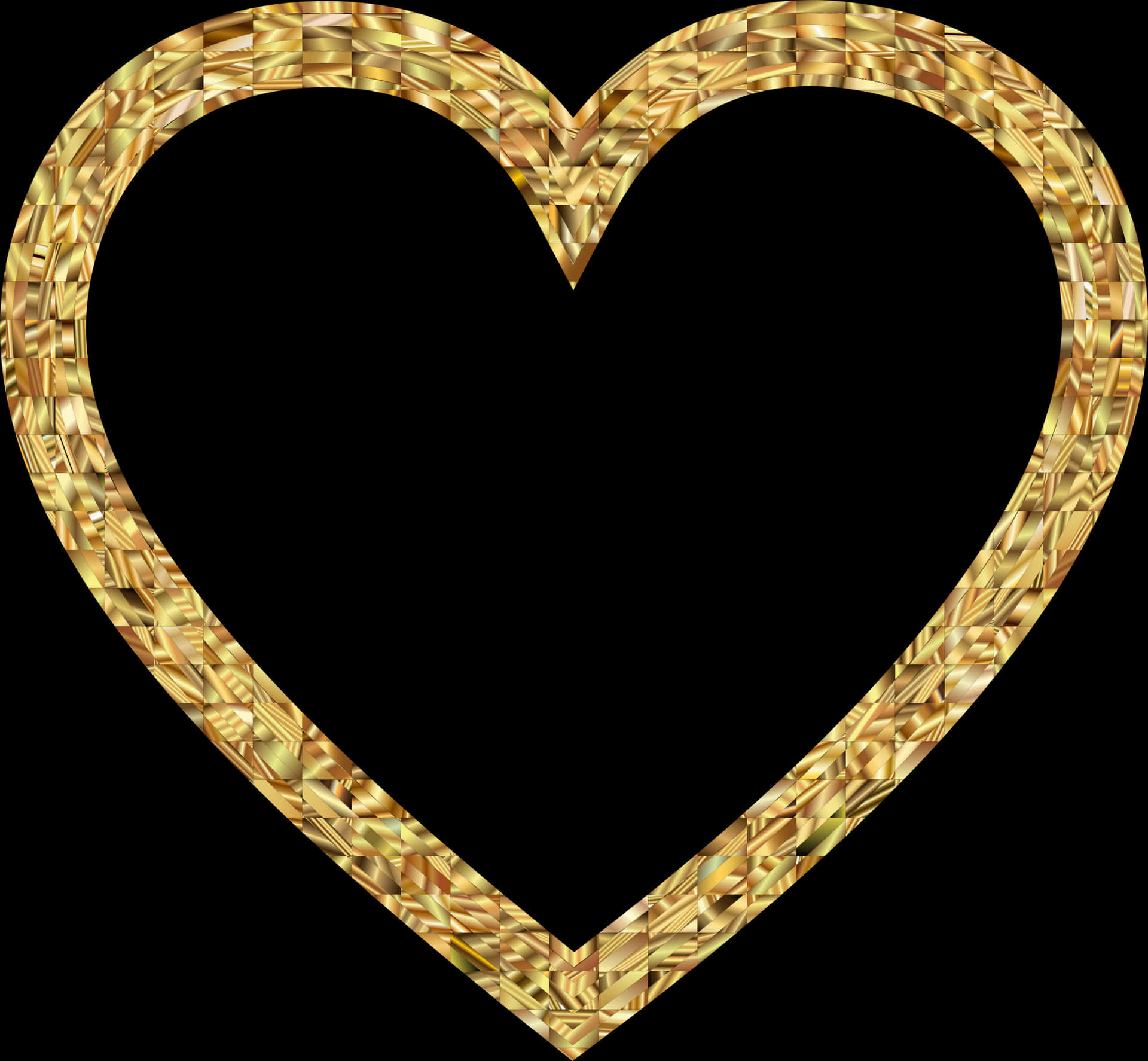 Golden Heart Frame PNG Image