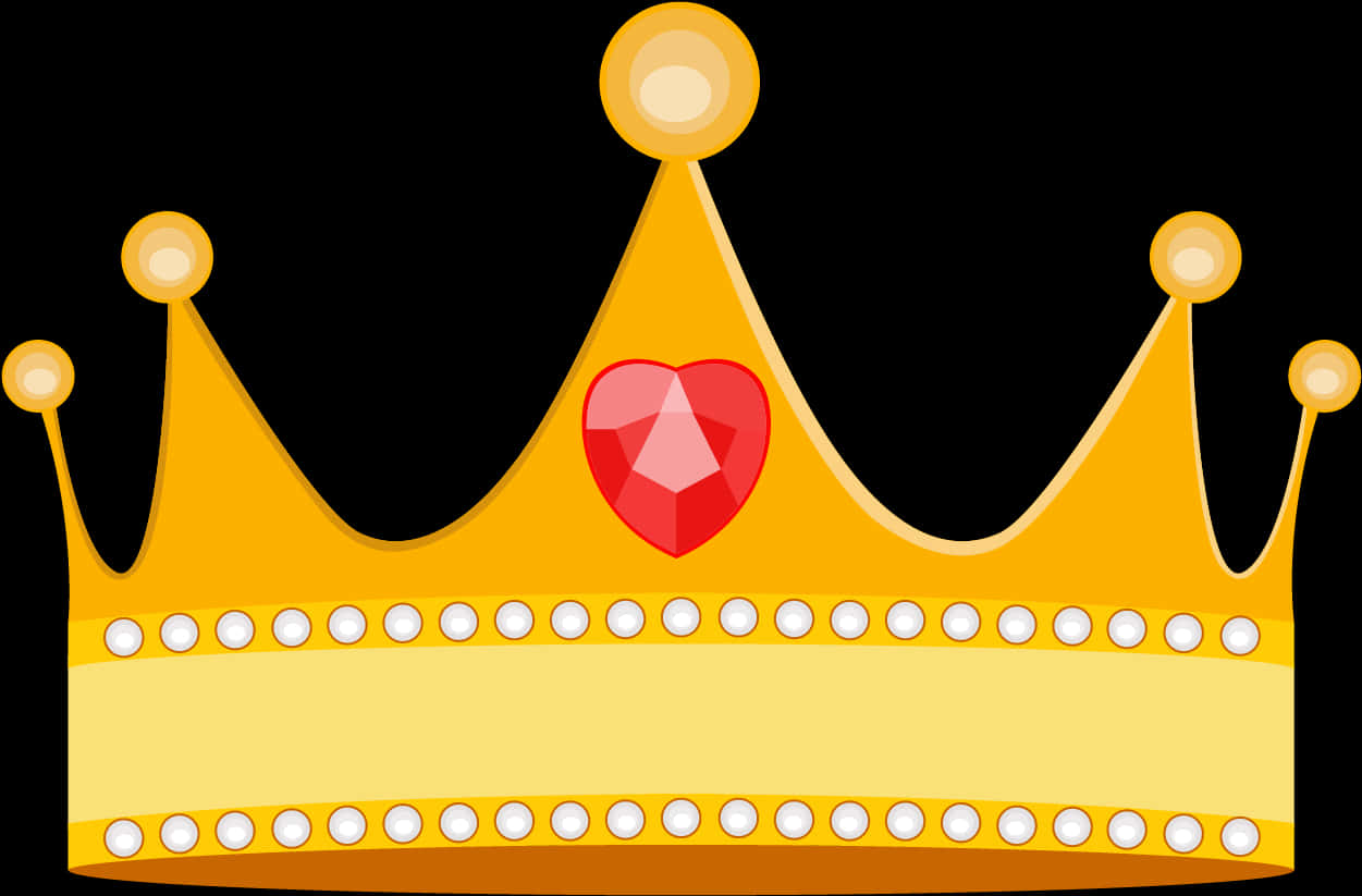 Golden Heart Gem Crown PNG Image