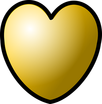 Golden Heart Icon PNG Image