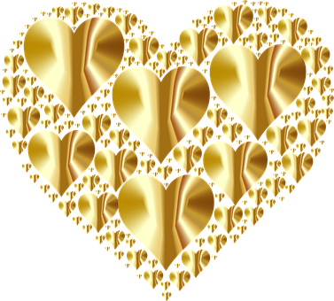 Golden Hearts Pattern PNG Image