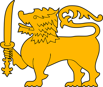 Golden Heraldic Lionwith Sword PNG Image