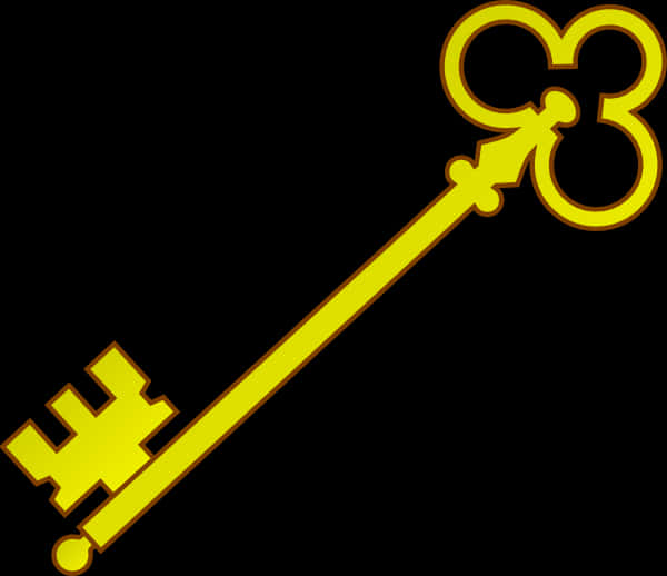 Golden Key Silhouette Graphic PNG Image